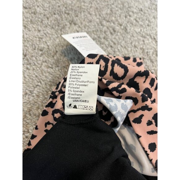 Cocoship Leopard Print Tie Front Swim Top Womens Size 10 Swimsuit Top Padded - Picture 11 of 11